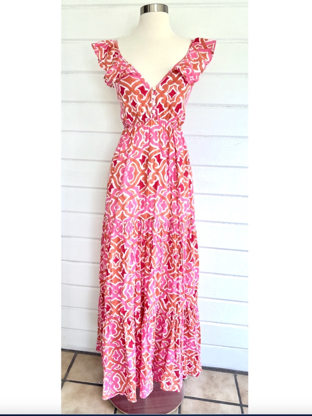 ROBERTA ROLLER RABBIT Flutter Sleeve Maxi Dress - XS